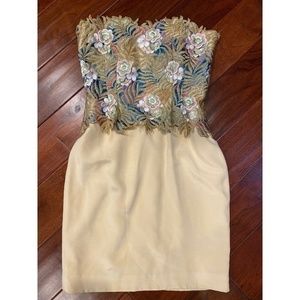 Liancarlo Couture Nude S Floral Embroidery Dress